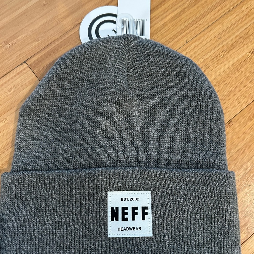 Neff Gray Ribbed Knit Beanie Hat